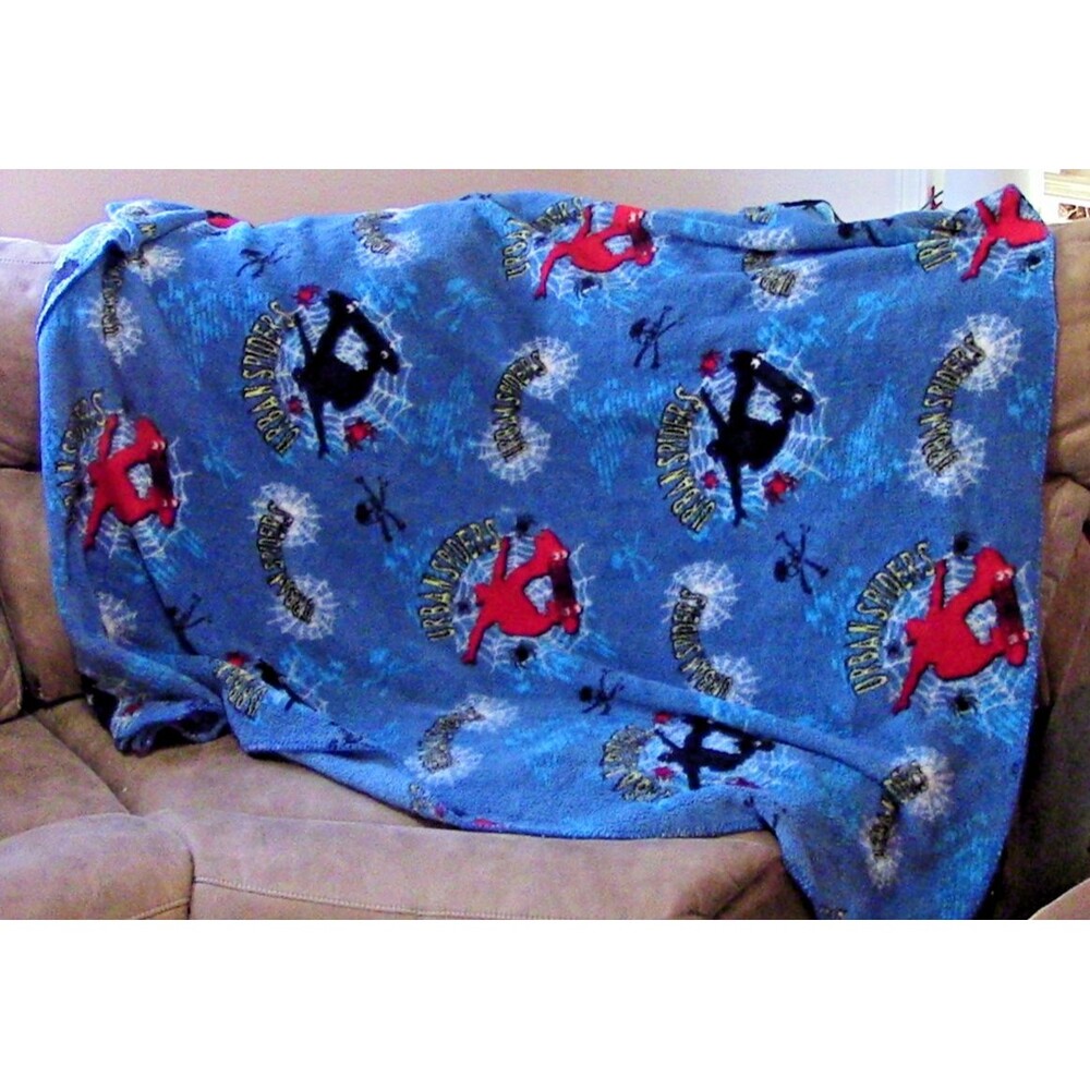 60" x 53" Urban Spiders Trans Spiders Blue fleece children's blanket